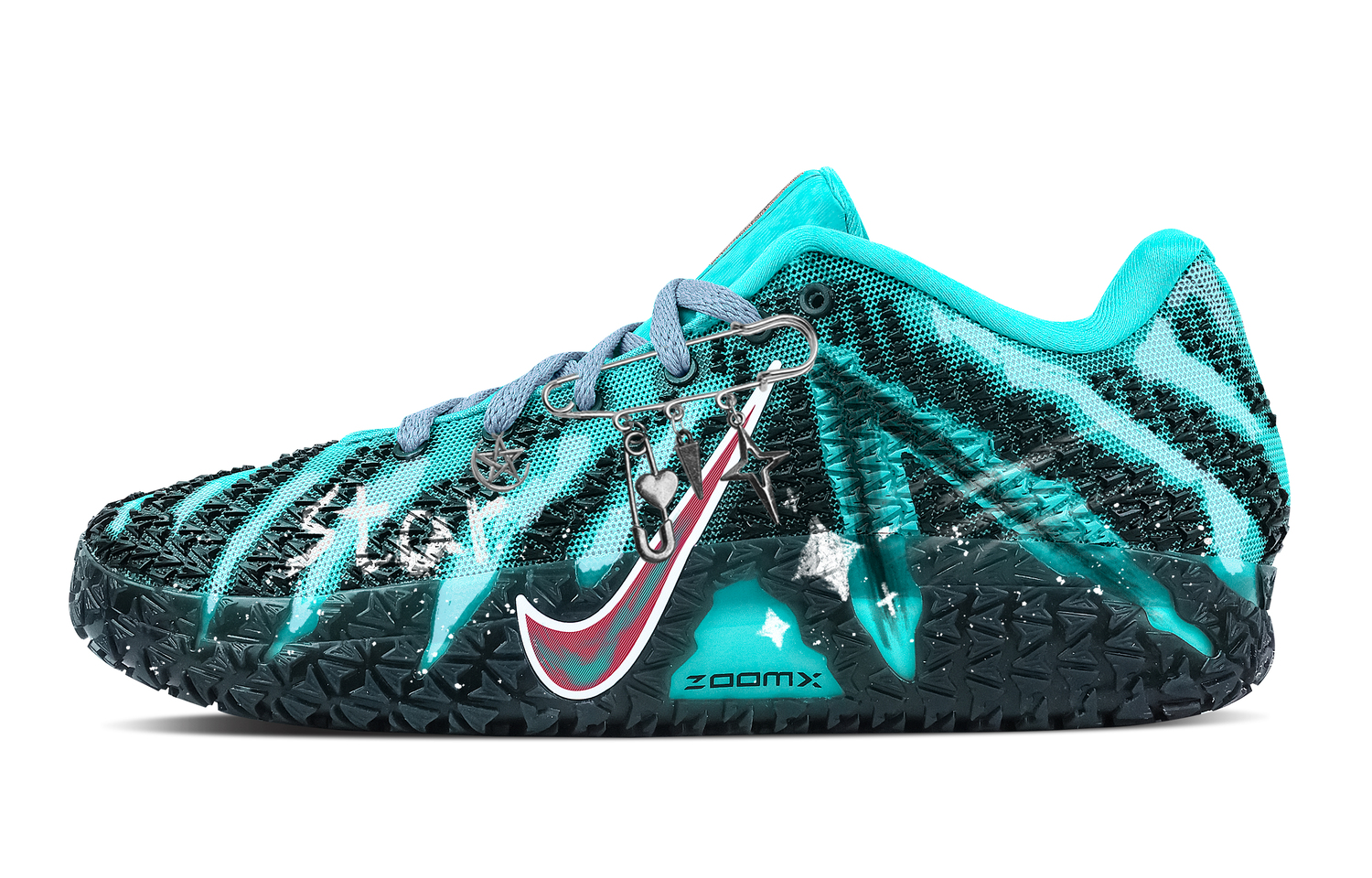 

Nike Кроссовки баскетбольные низкие Ja Morant 3 Cosmic Star Halo Rebound Grip мужские бело-зеленые