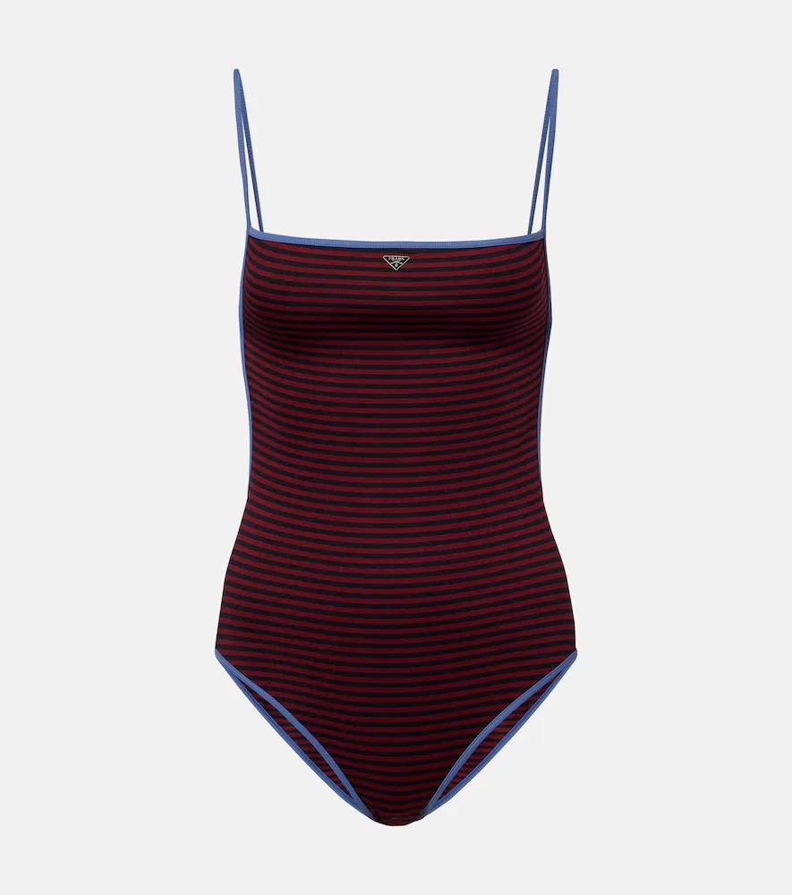 Купальник в полоску Prada, бургунди