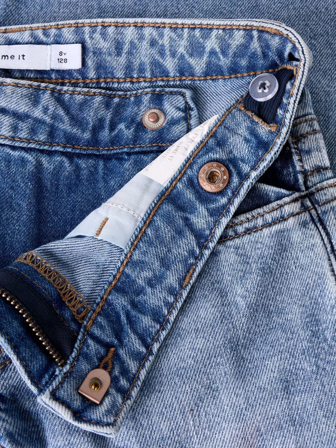 Джинсы с широкой штаниной, Name it, medium blue denim — фото 4