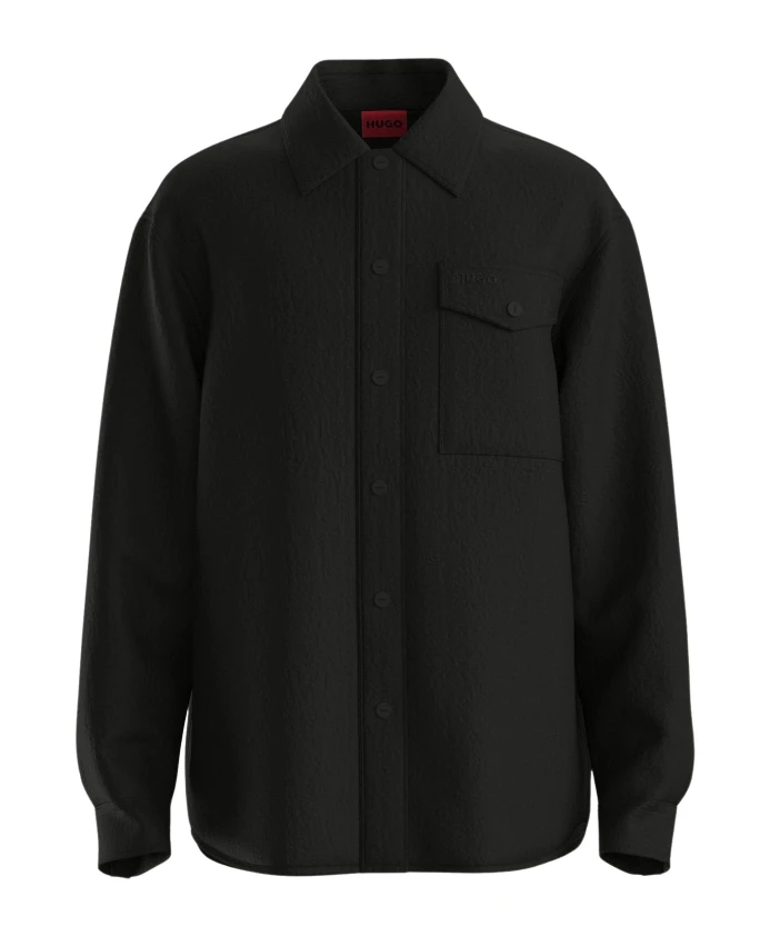 

Черная рубашка оверсайз с красной полосой Hugo, черный