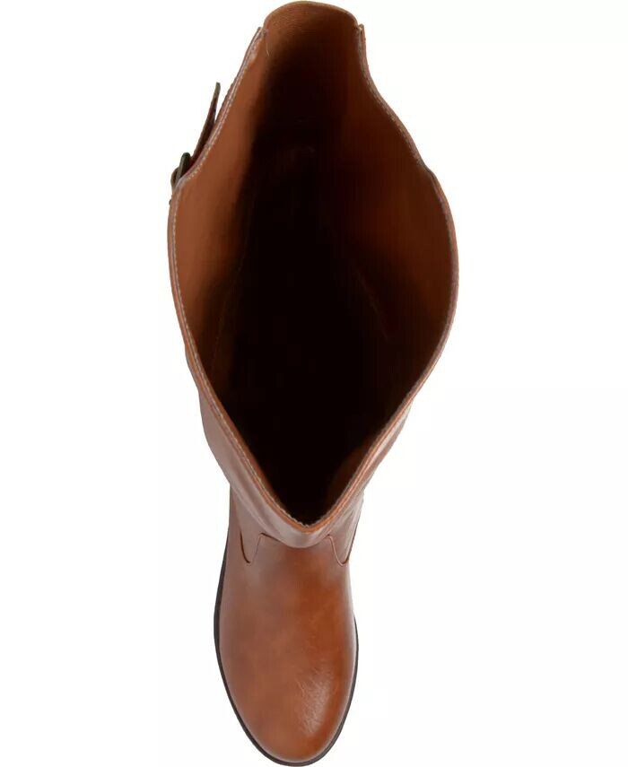 Женские сапоги Tori Extra Wide Calf с высокими коленями для верховой езды Journee Collection, коричневый — фото 4
