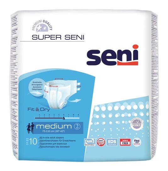 

Подгузники-брюки, средние 75-110 см, 10 шт. Seni Super