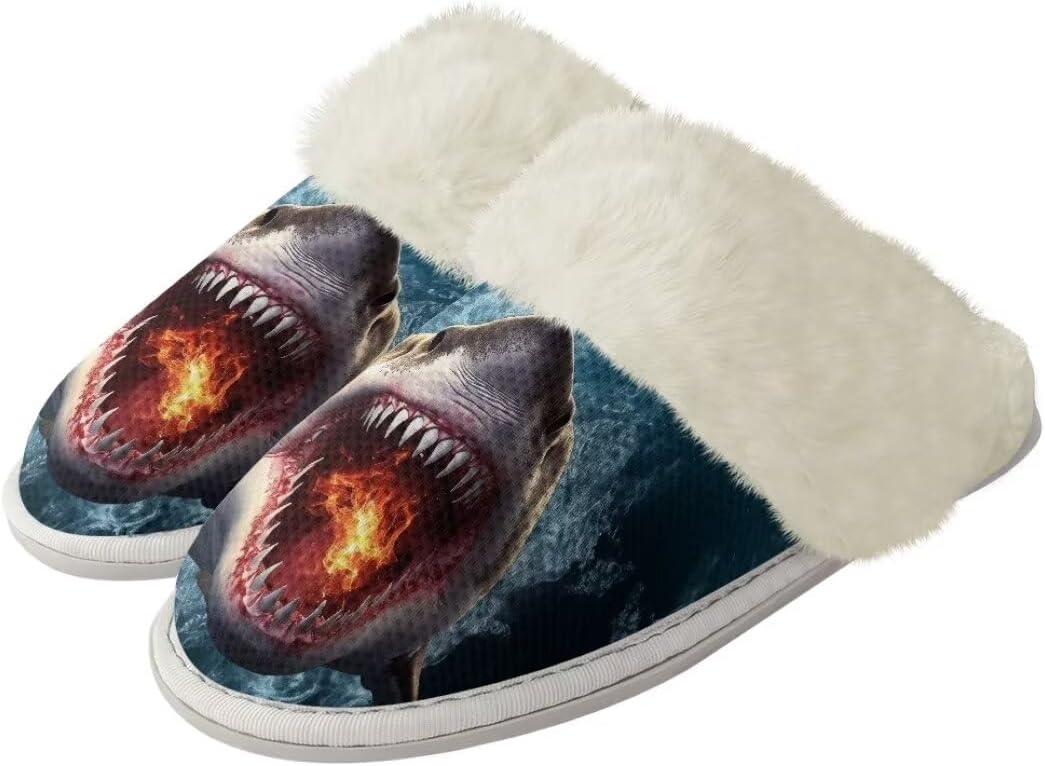 

Женские и мужские пушистые тапочки с антискользящей подошвой, легкие зимние уютные домашние тапочки для гостиной Xixirimido, Shark
