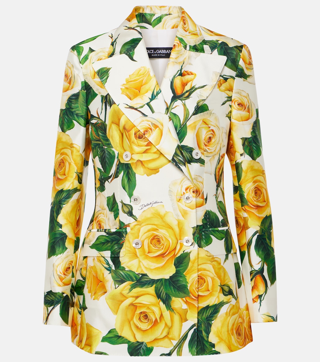 

Пиджак Turlington из смесового шелка с цветочным принтом Dolce&Gabbana, Rose Gialle Fdo Bco
