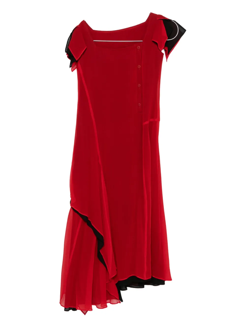 

Платье с квадратным вырезом и драпировкой Yohji Yamamoto, красный