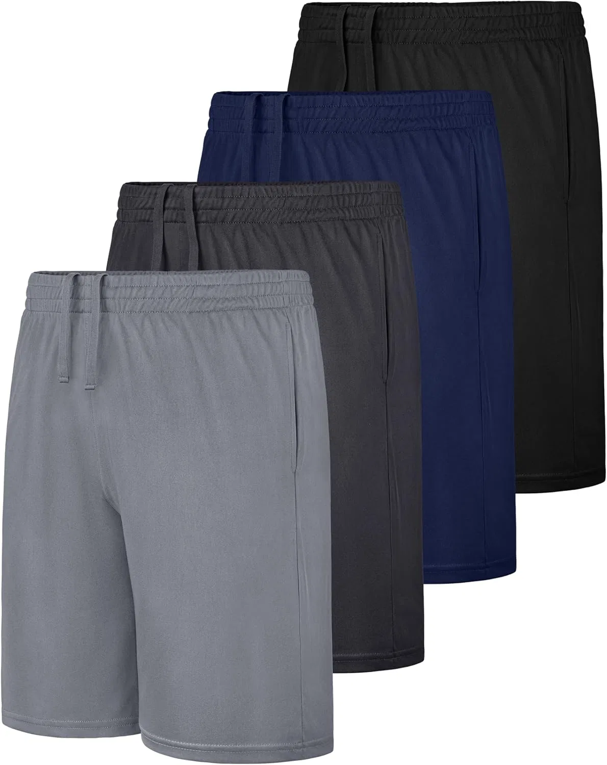 Набор шорт для мальчиков 4 шт, баскетбольные, JORHIG, Light Gray, Black, Dark Gray, Navy