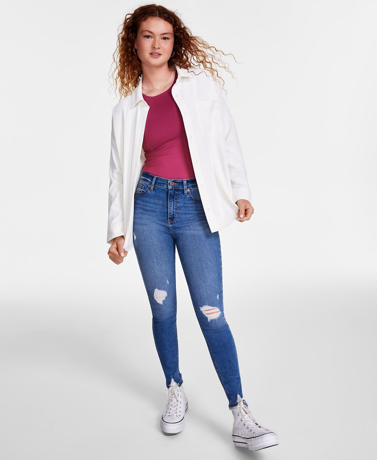 

Вельветовая куртка для юниоров, боди Crave Fame и розовые джинсы скинни от знаменитостей Ultra Flirt