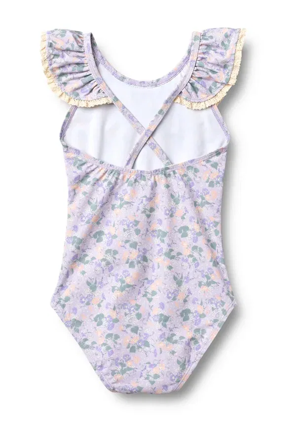 Купальник Doris swimsuit, цвет пшеничный с фиолетовыми петуниями — фото 2