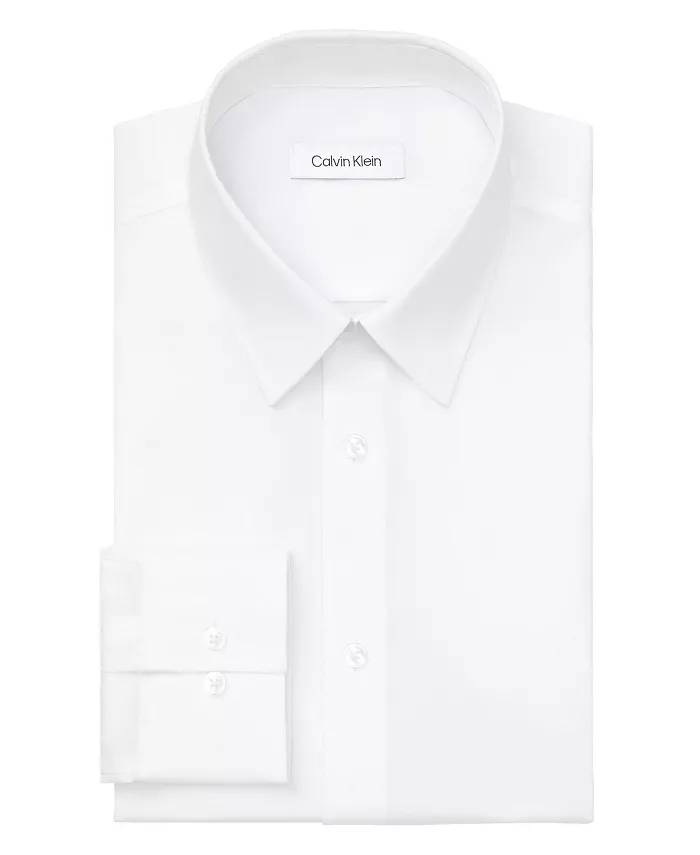 Мужская облегающая рубашка-стрейч Calvin Klein, белый — фото 4