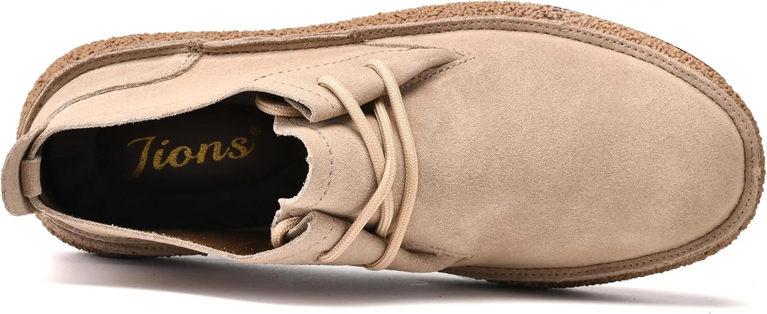 Мужские ботинки JIONS Desert Chukka на шнуровке, замшевые, с круглым носком и платформой, Khaki — фото 3