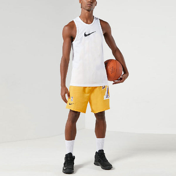 Шорты los angeles lakers баскетбольные спортивные повседневные дышащие шорты Nike, желтый — фото 4