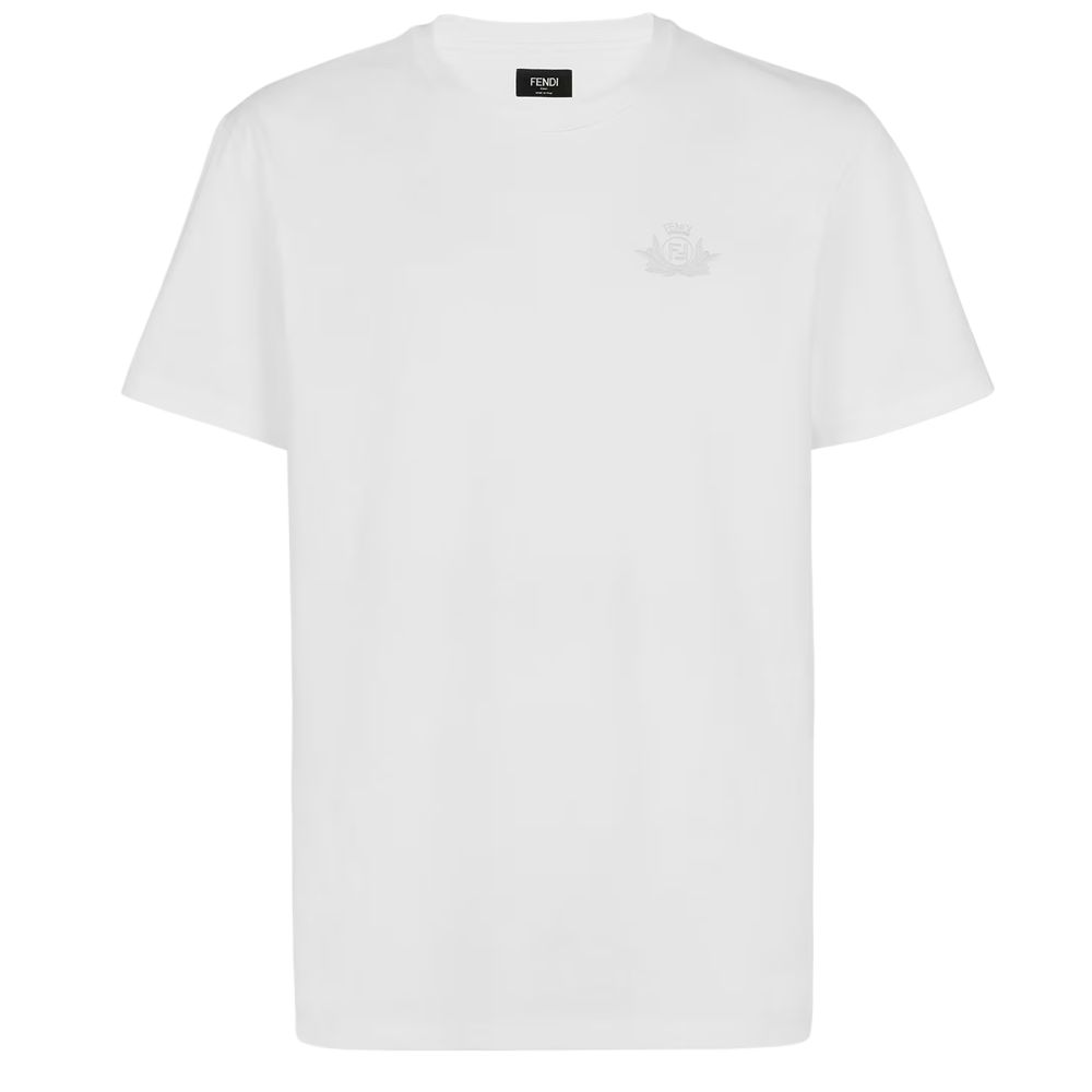 

Fendi Мужская белая футболка с круглым вырезом, умеренно прямой крой, Белый, Fendi Мужская белая футболка с круглым вырезом, умеренно прямой крой