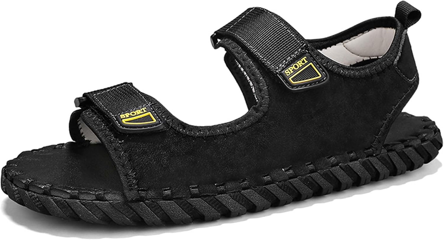 

Мужские спортивные сандалии UANGLI с открытым носком, пляжные сандалии для мужчин, водные туфли, летние нескользящие легкие походные повседневные сандалии, дышащие, удобные и повседневные, черный