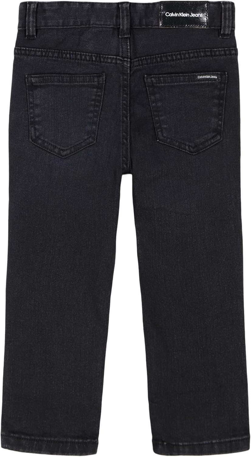 Джинсы Calvin Klein для мальчиков Slim Fit, прямые, эластичные, с пятью карманами, застежкой на молнию и пуговицы, Black — фото 2