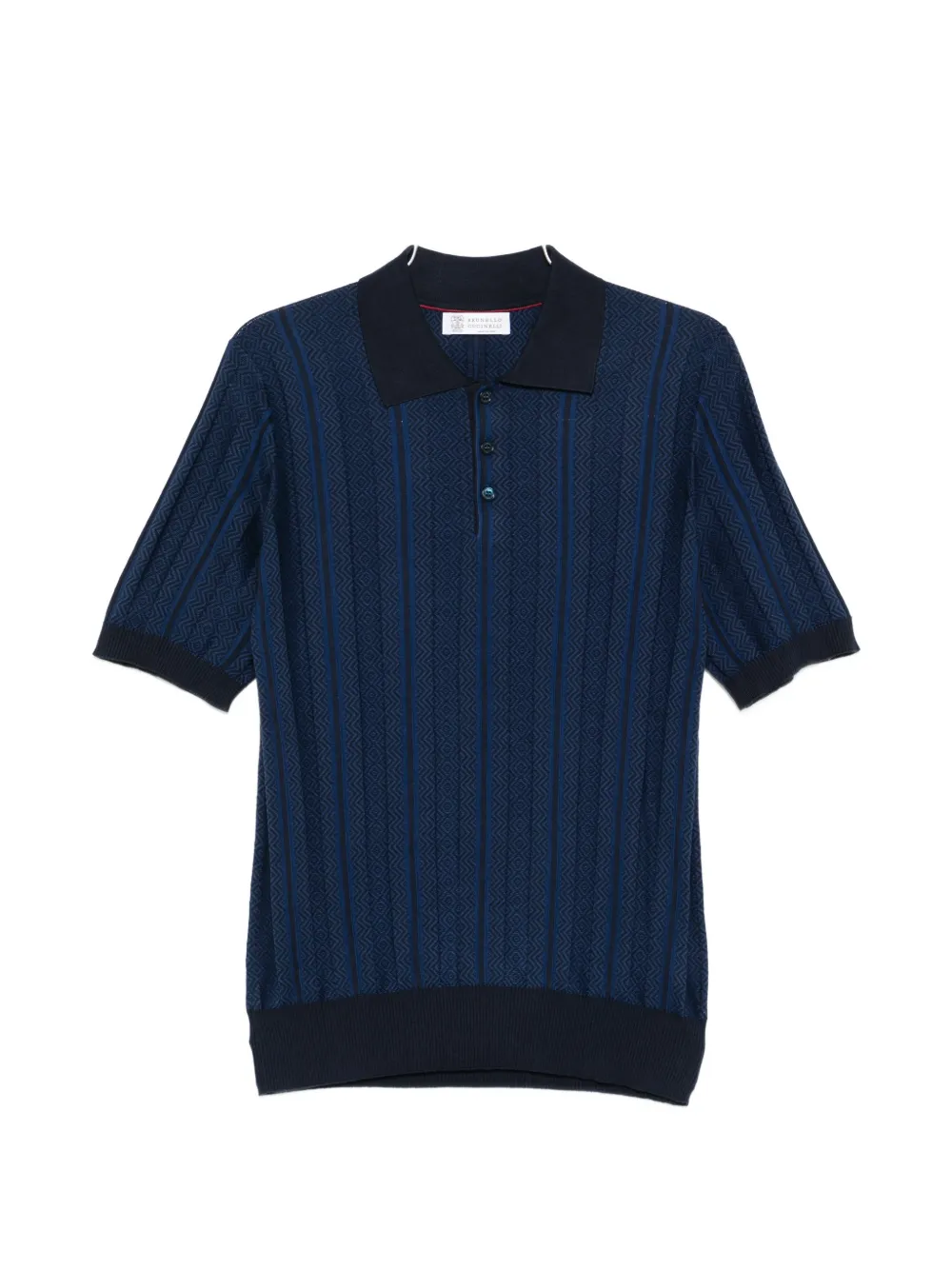 

Узорчатое поло с короткими рукавами Brunello Cucinelli, синий