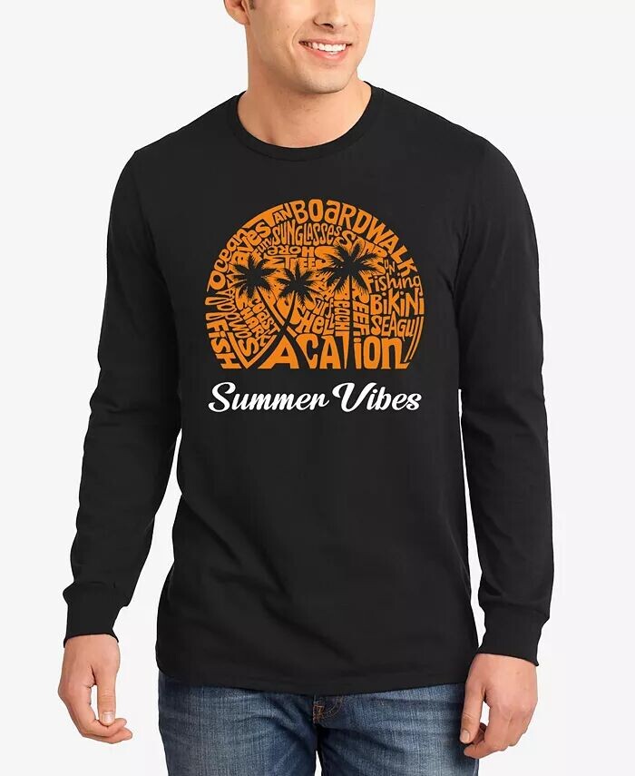 

Футболка мужская Summer Vibes Word Art с длинным рукавом LA Pop Art, черный