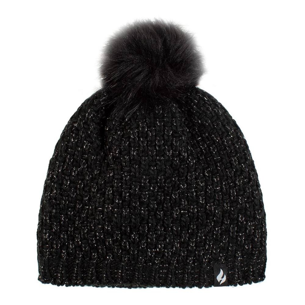 

Женская теплодержатель Hatweaver Basket Weave Hat с помпоном Heat Holders, черный