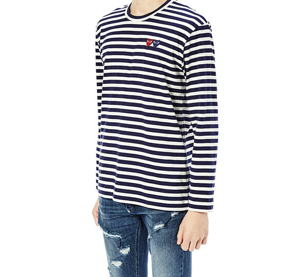 Футболка striped double logo long sleeves tee 'black white' Comme Des Garcons Play, белый — фото 4