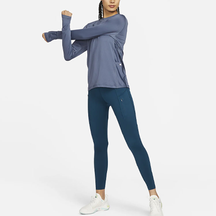 Nike SS23 Спортивные Брюки Женские С Вышивкой Соломенно-Голубые, Фиолетово-Синие — фото 4