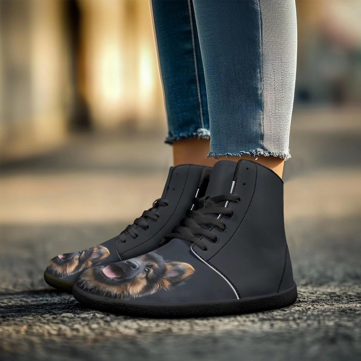 Мужские обувь Binienty Barefoot с широкой пяткой, высокие кеды с ПУ, минималистичные кроссовки с нулевым перепадом для активного отдыха, German Shepherd — фото 2