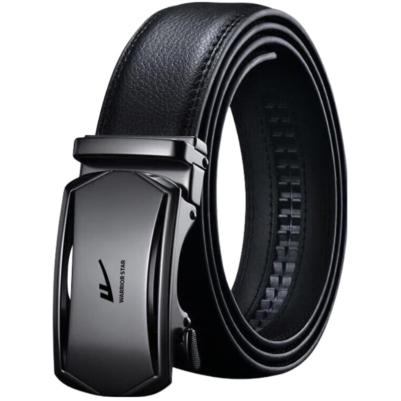 

WARRIOR Мужской кожаный ремень из спилка 3.5 см, Black