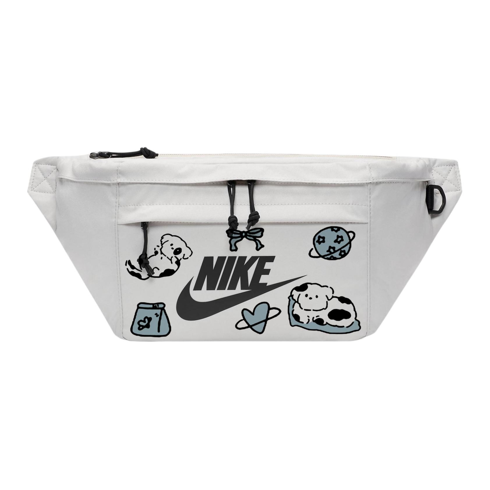 

Nike Тканевая наплечная сумка через плечо поясная унисекс светло-бежевая, Puppy graffiti