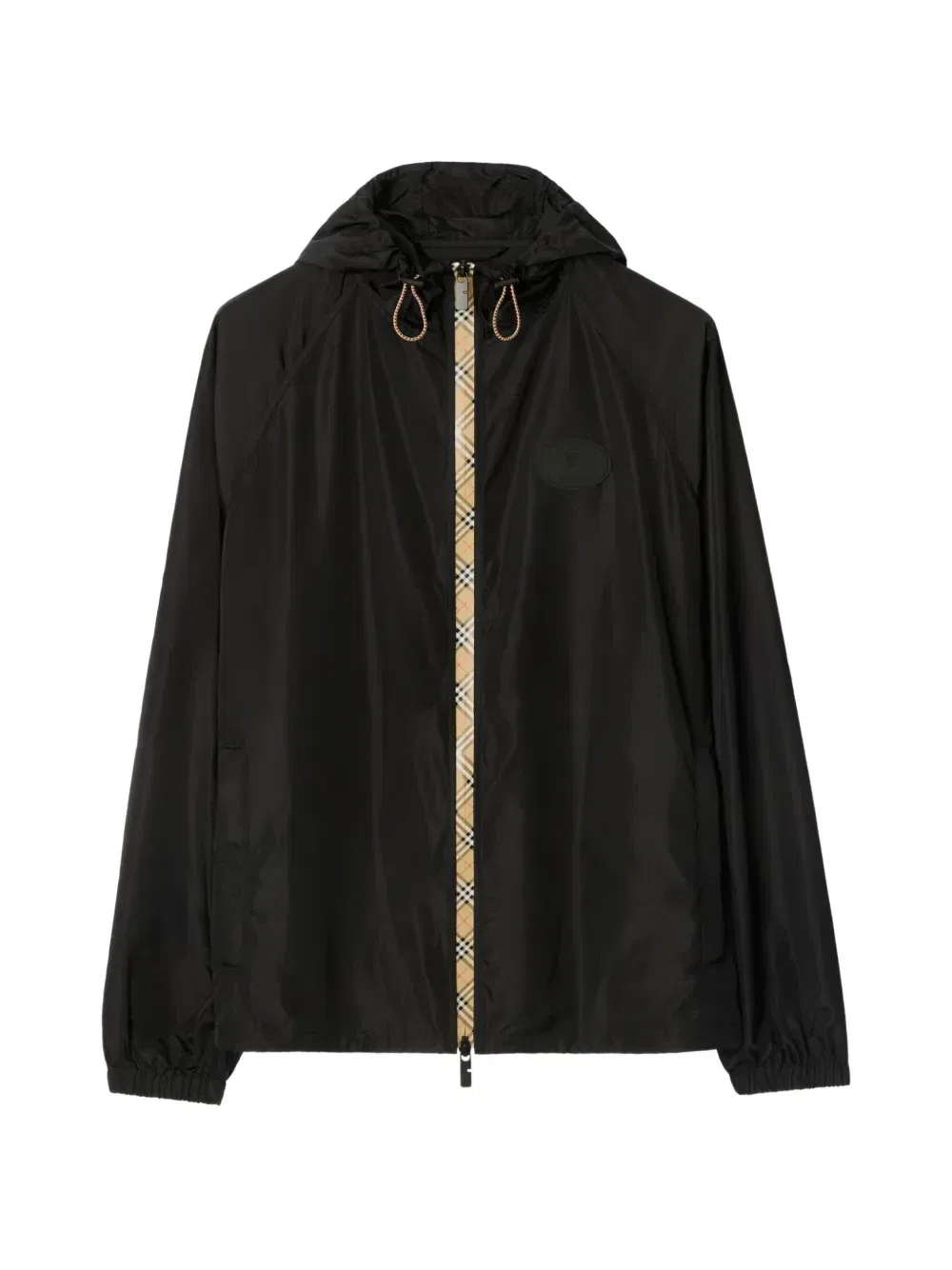 Куртка с капюшоном BURBERRY, контрастная окантовка, черный
