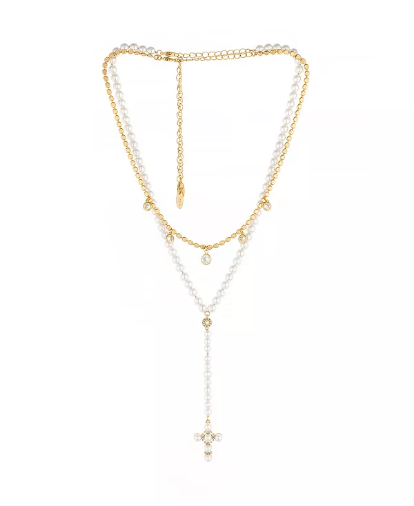 

Комплект из 2 ожерелий с подвесками-лариатами из искусственного жемчуга, позолоченных 18 карат Ettika, gold