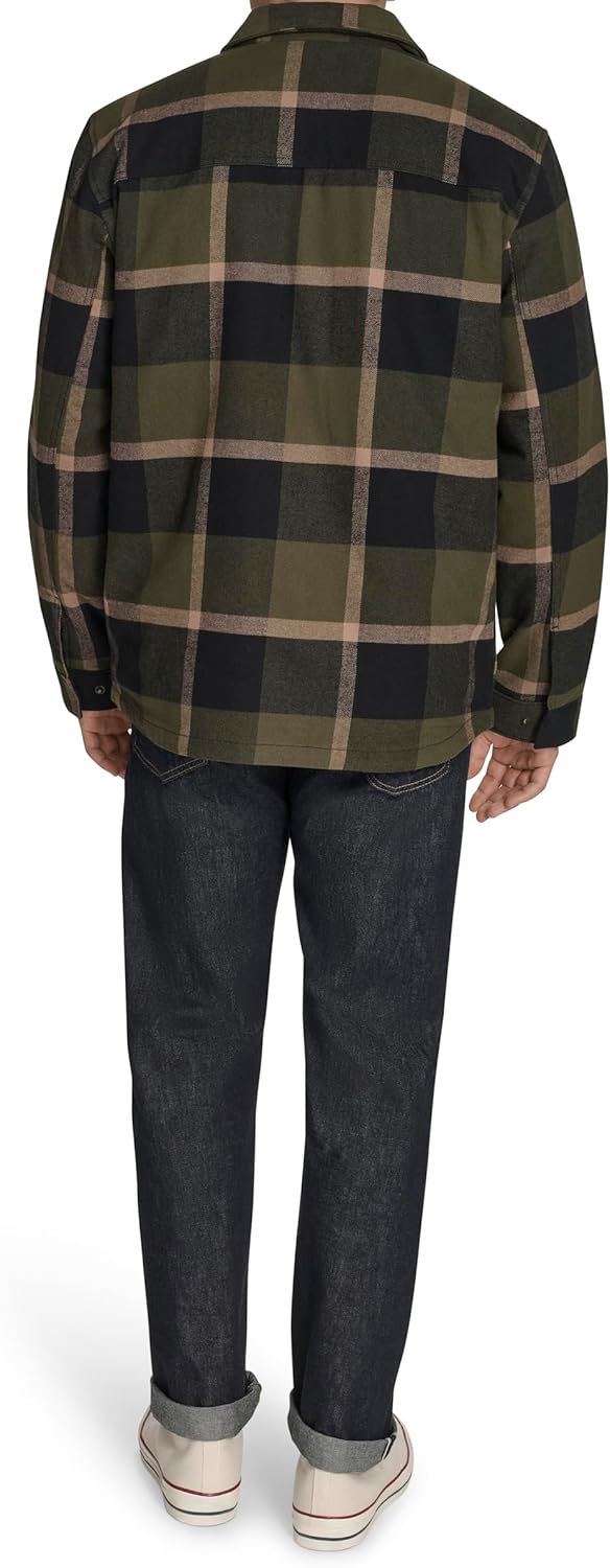 Мужская клетчатая куртка Levi's с двумя карманами, Olive/Black Plaid — фото 2