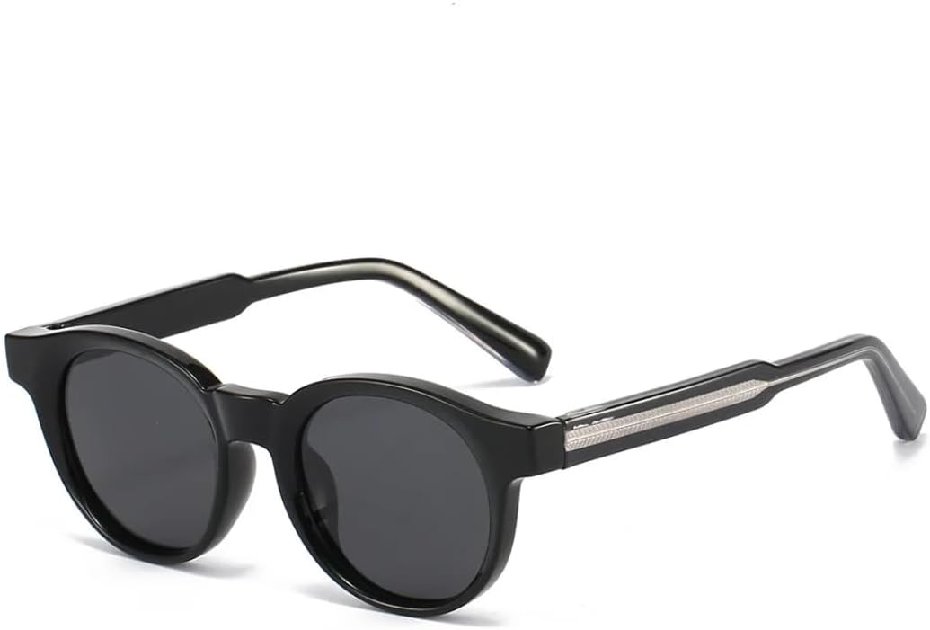 

Круглые солнцезащитные очки в стиле ретро для женщин, оправа с металлическим сердечником, качественные солнцезащитные очки для вождения, путешествий и пляжа TVTBBVV, Glossy Black