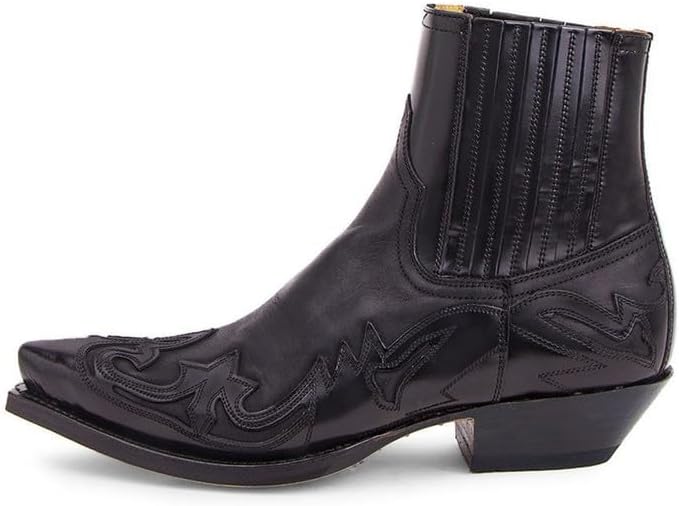 

Мужские вестерн-ботинки ZZQTBCDKY Классические ретро с квадратным носком, кожаные, с вышивкой рыцаря, высокие сапоги на широкий голень, ботинки без застежки, короткие ботинки, черный