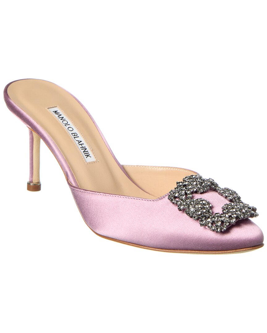 Манило Бланик Хангисиму 70 Атласные шлепанцы Manolo Blahnik, фиолетовый