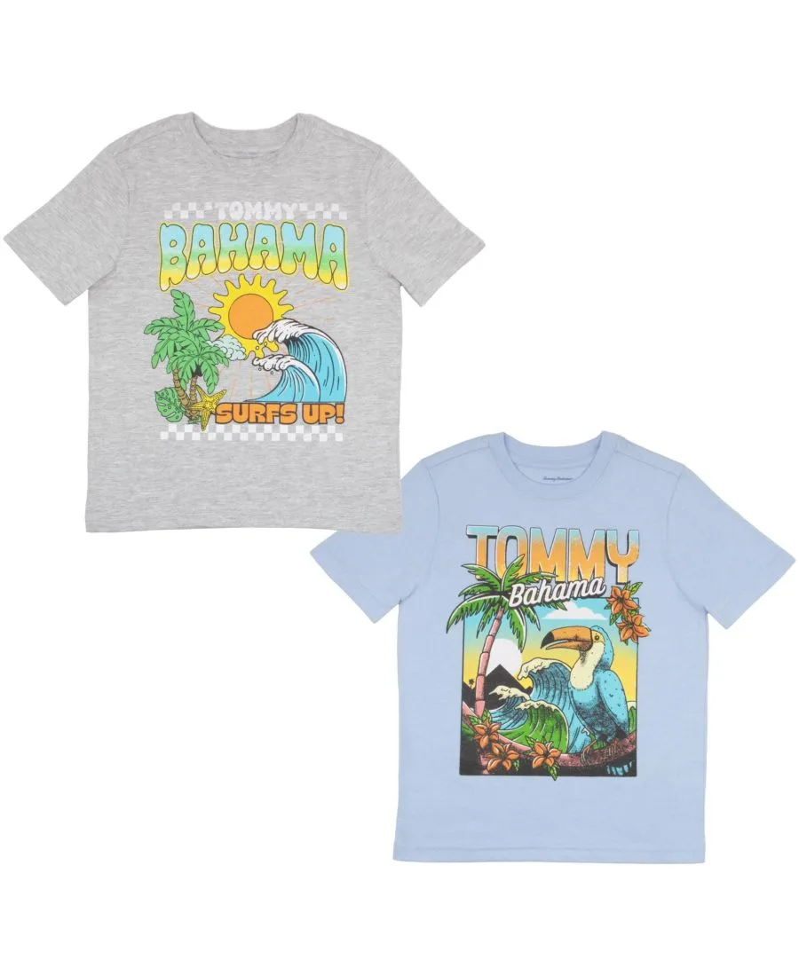 Детский комплект из двух повседневных футболок с круглым вырезом Tommy Bahama, светло-голубой/серый