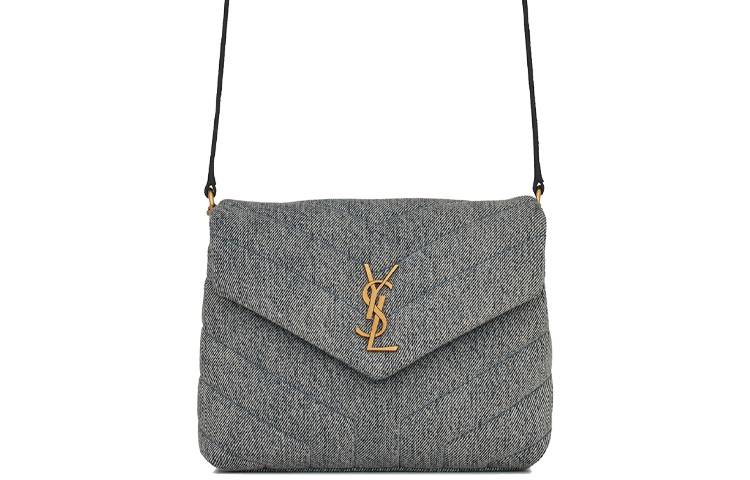 

Saint Laurent LOULOU Джинсовая сумка-облако, сумка-подушка, сумка через плечо, мини-сумка-кроссбоди, женская, светло-голубая