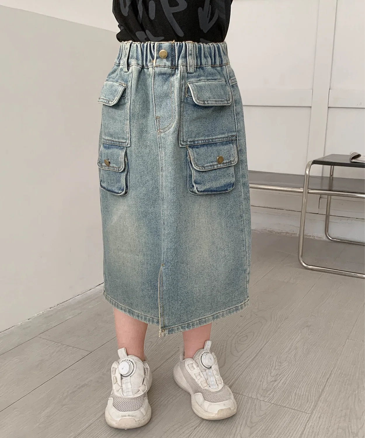 Юбка джинсовая детская с карманами aimoha-KIDS синяя — фото 2
