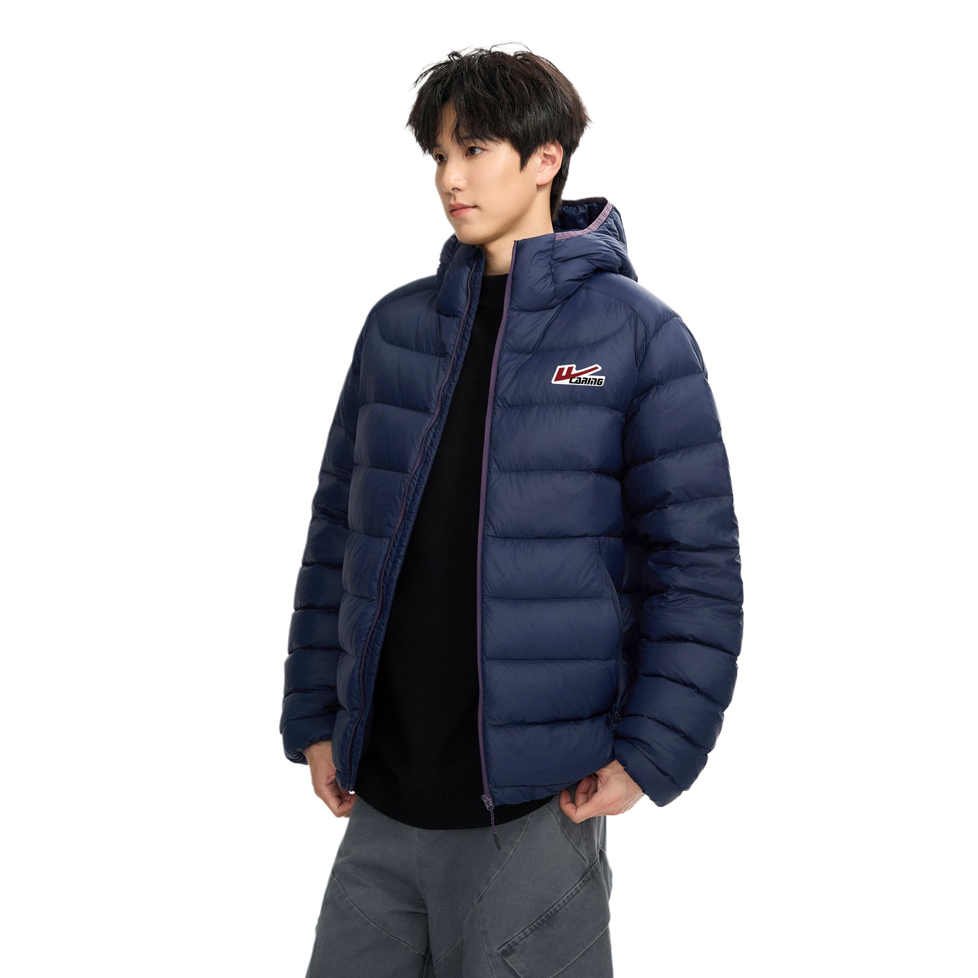 

Пуховик Unisex с капюшоном, легкий WARRIOR, темно-синий (90 duck down diy badge)