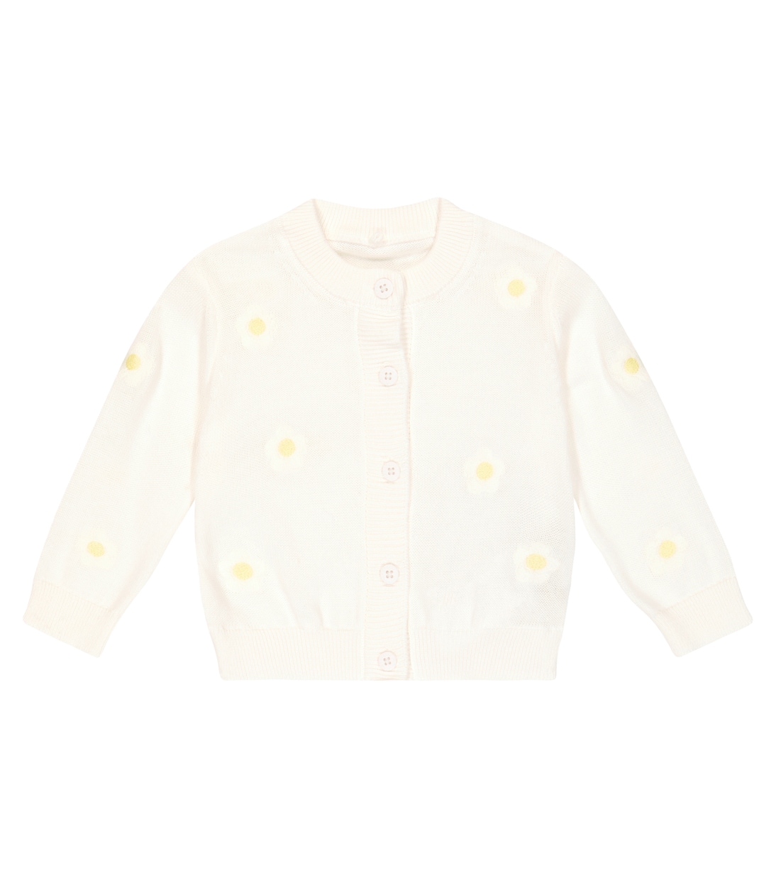 

Детский хлопковый кардиган с цветочной вышивкой Stella McCartney Kids, слоновая кость