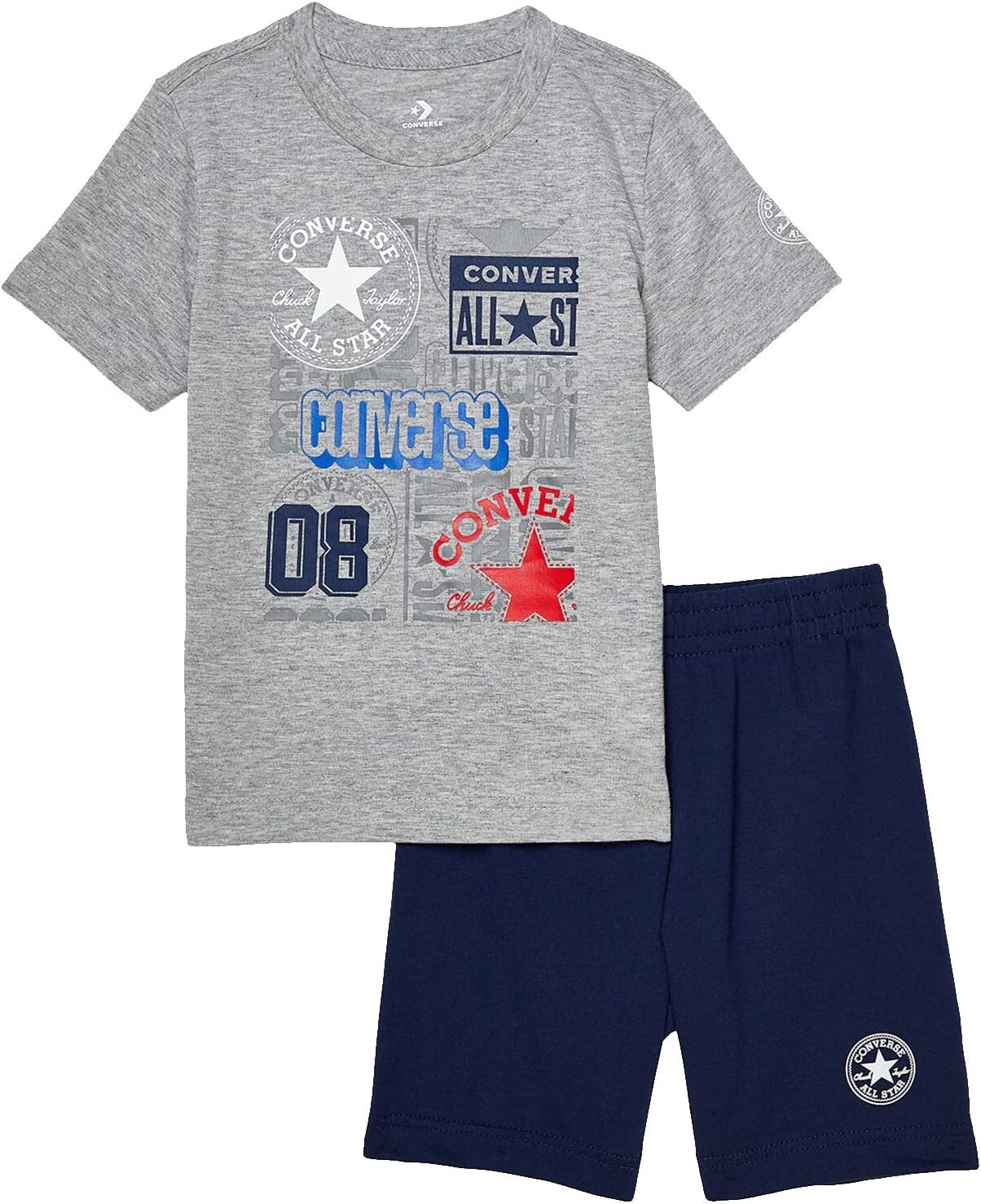 

Детский набор Converse Logo All Over Print Tee & Shorts Set, цвет Midnight Navy