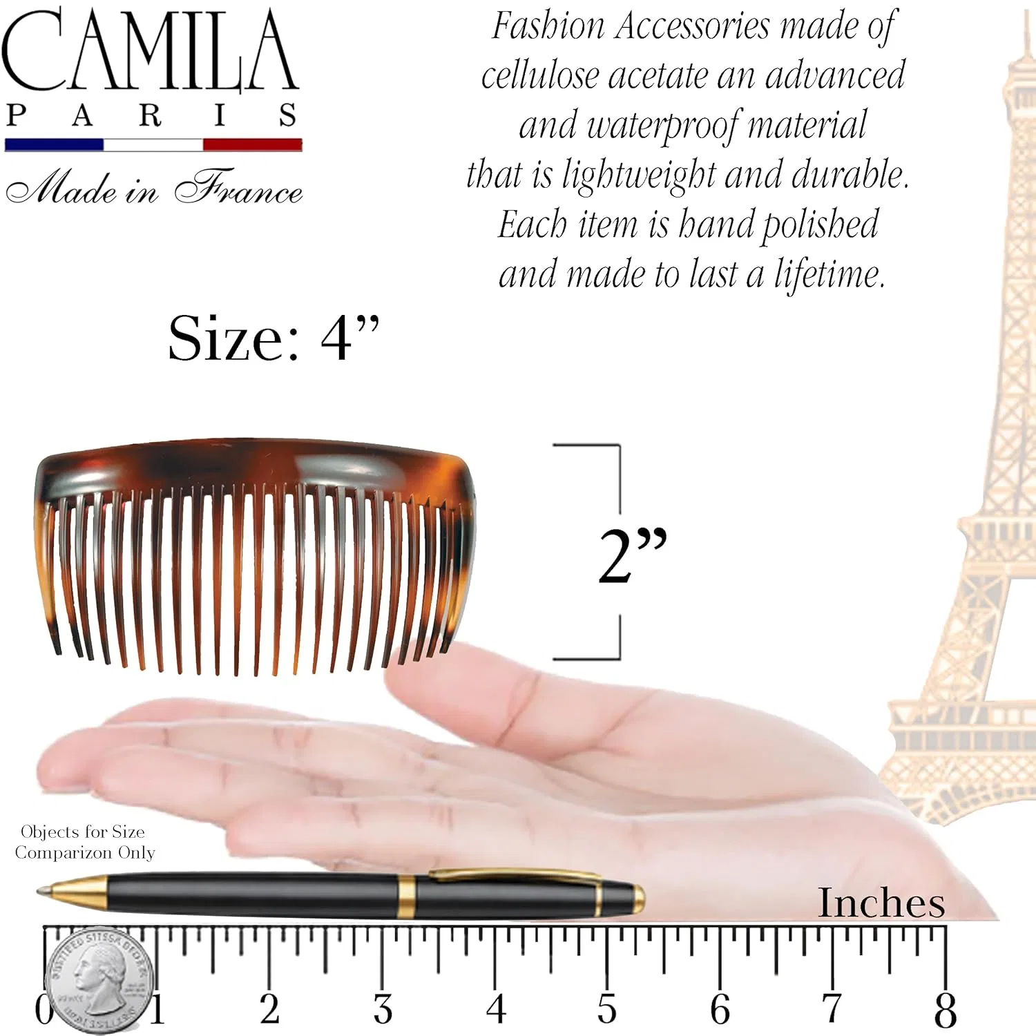 Набор гребней для волос «AD66-2 Tortoise Shell» от Camila Paris, 4 шт. Camila, Turquoise — фото 3
