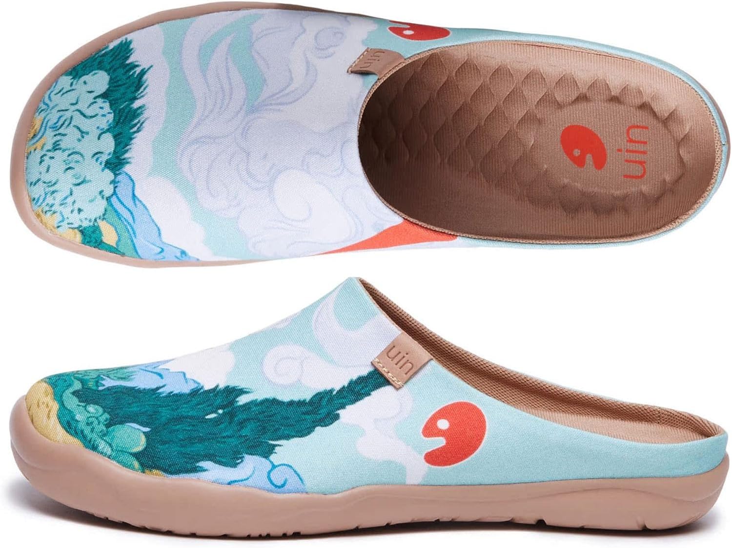 

Мужские легкие тапочки UIN с росписью, удобные мюли для ходьбы, повседневного дома и путешествий, обувь Малага, Malaga-van Gogh Wheatfield With Cypresses