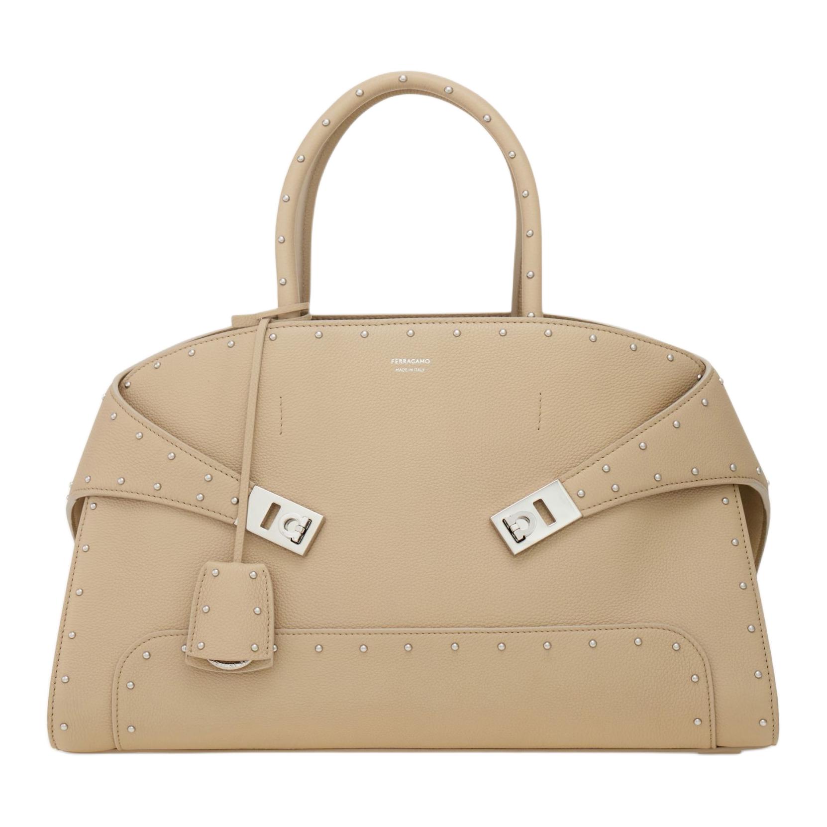 

Ferragamo Кожаная женская сумка через плечо большая песочная