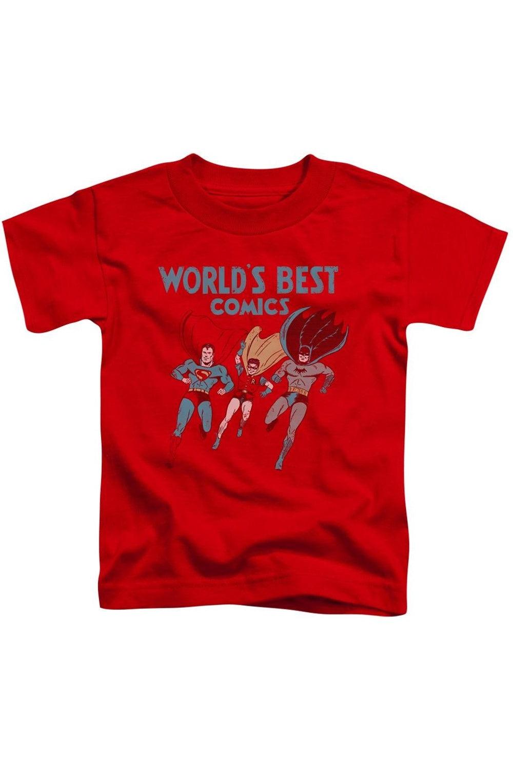 

Футболка с коротким рукавом для детей "Лига справедливости Америки - лучшие в мире" Gildan, красный