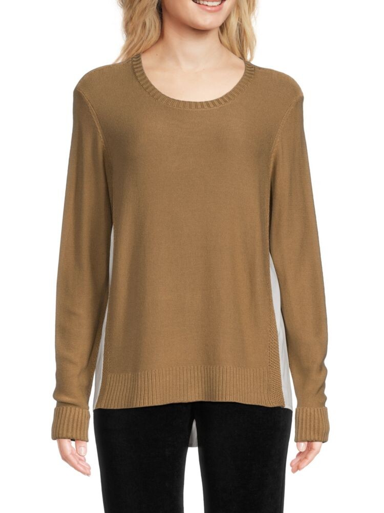 

Двухцветный высокий низкий свитер Donna Karan, цвет Camel