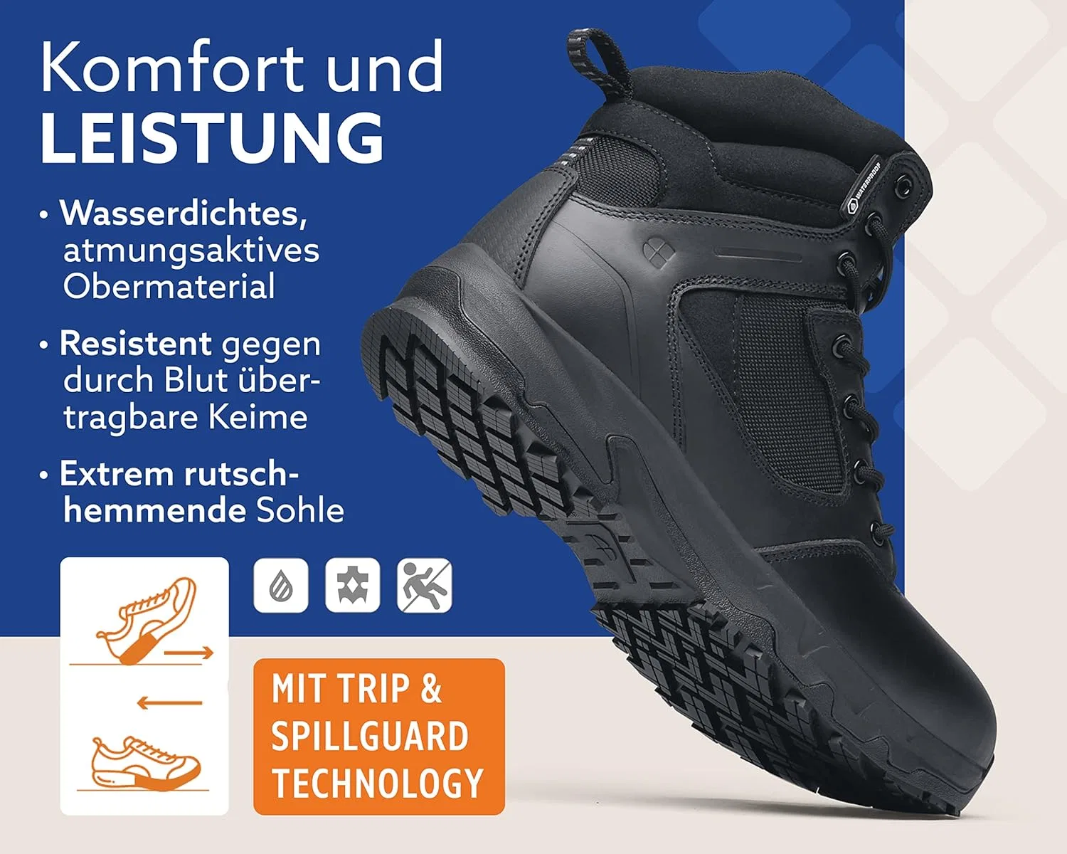 Shoes for Crews Рабочие ботинки Crews Defense Mid Work Shoes (без стального подноска), сертифицированы CE 02 HRO WR SRC, унисекс, с нескользящей подошвой, водонепроницаемые, для мужчин и женщин — фото 3