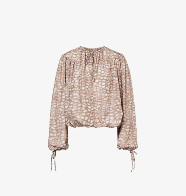 

Шелковая блузка с абстрактным принтом и завязками Dries Van Noten, красный