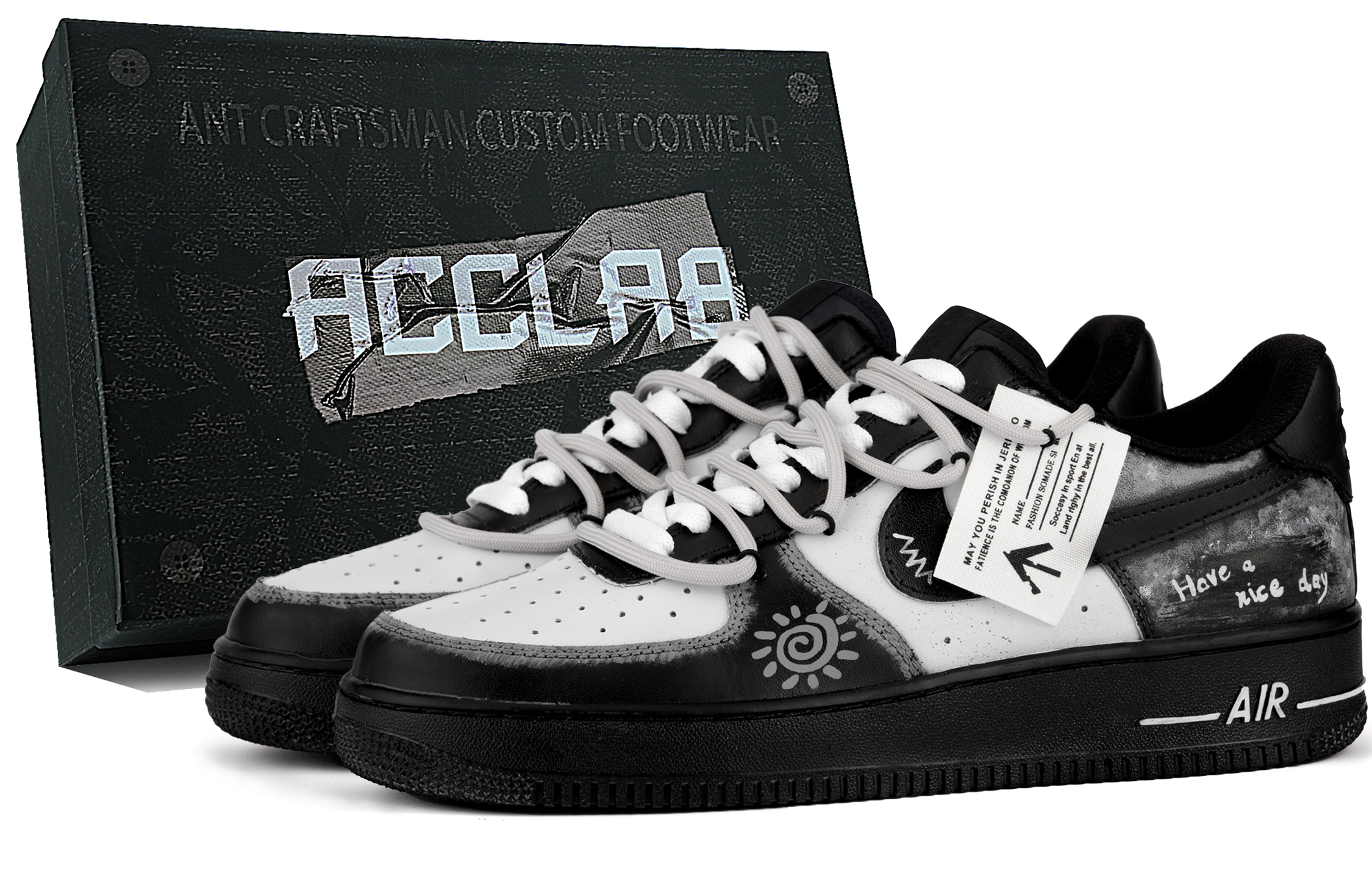 

Nike Кроссовки Air Force 1 для скейтбординга, износостойкие, мужские, черно-серые