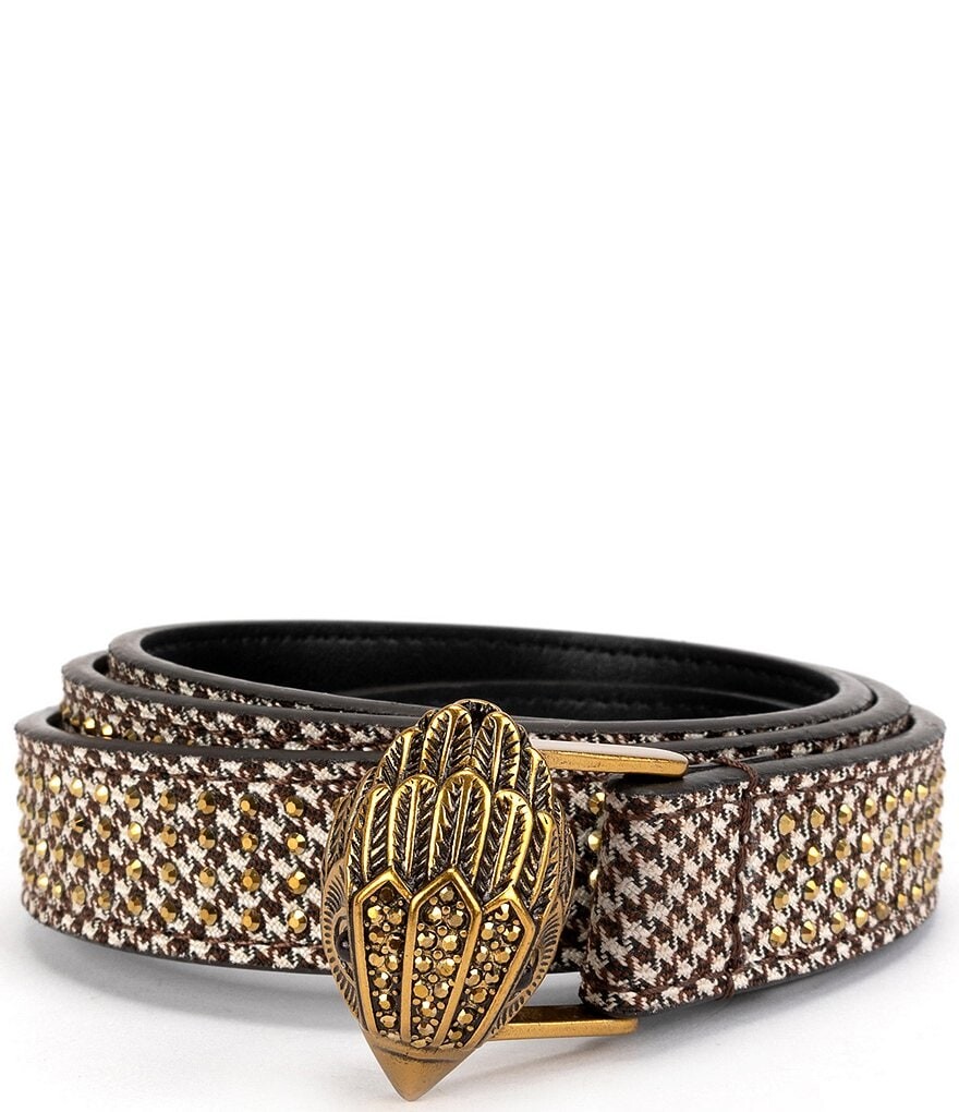 

Курт Гейгер Лондон 0,78 Ремень с кристаллами в ломаную клетку Kurt Geiger London, золотой