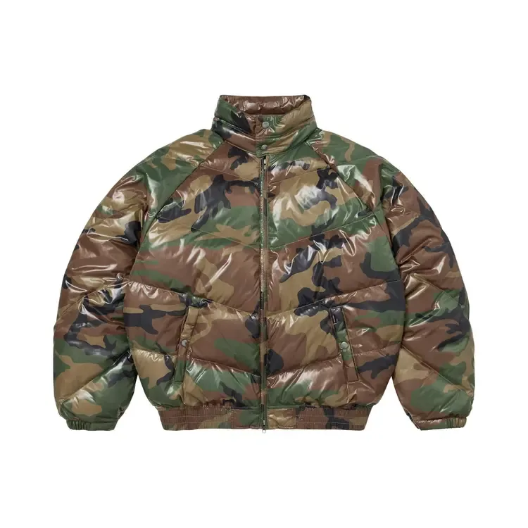 Легкая пуховая куртка Supreme x Schott Glossy 'Woodland Camo', коричневый