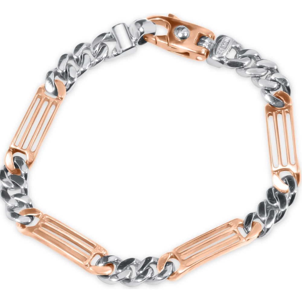 

Мужской браслет Figaro Link из 14-каратного золота (28 грамм) или платины (45 грамм) 7 мм, 8 дюймов Pompeii2, платиновый