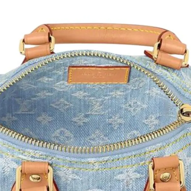LOUIS VUITTON Луи Виттон Нано Спиди Голубая джинсовая сумка — фото 4